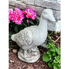 Geko Stone Effect White Duck Statue