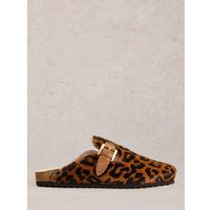 White Stuff Myrtle Leopard Print Suede Mules, Brown