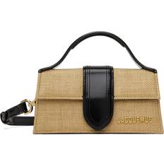 Solid Colours Messenger Bags Jacquemus Womens Ivory Black Le Bambino Woven and Leather Top-handle Bag IVORY BLACK