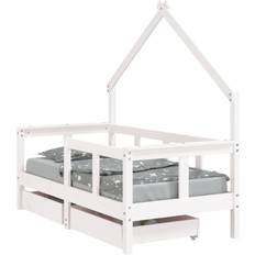 vidaXL Children's Bed Frame with Drawers Solid Pine 29.7x57.3"