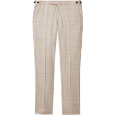 Reiss Boxhill Slim Fit Linen Blend Check Trousers - Oatmeal