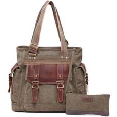 TSD Brand Women's Turtle Ridge Canvas Tote Bag Olive