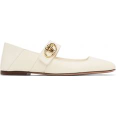 Beige - Women Ballerinas Valentino Garavani Vlogo Locker Mary-Jane - Ivory