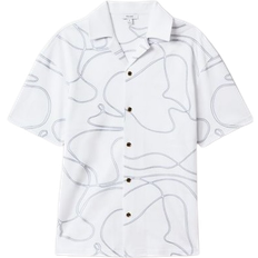 Reiss Cotton Jersey Embroidered Shirt - White/Air Force Blue