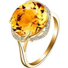 Round Treasure Open Ring - Gold/Citrine/Transparent