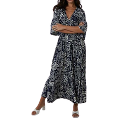 Blue Vanilla Floral Shirred Maxi Dress - Navy