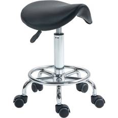 Casters Saddle Chairs Homcom Rolling Salon Black Saddle Chair 66cm