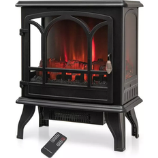 SlickBlue 20 Inch 1400 W Freestanding Electric Fireplace with Realistic Flame-Black