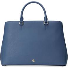 Solid Colours Messenger Bags Lauren Ralph Lauren Crosshatch Leather Large Hanna Satchel - Pale Azure