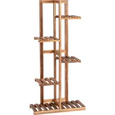 Costway 5-Tier Wood 6 Pots Plant Stand Free-standing Display