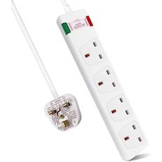 ExtraStar 4 way socket power mains extension lead 1m metre cable surge protected