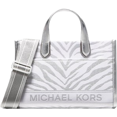 Michael Kors Gigi Small Metallic Zebra Jacquard Messenger Bag - Silver Multi