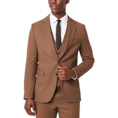 Brown - Men Blazers Burton Plain Weave Slim Fit Suit Jacket - Copper