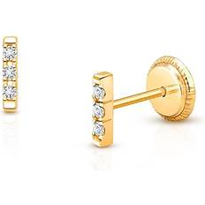 Tiny Blessings Children's 14K Gold Pave Bar Studs Girls' Screw Back Earrings 14k yellow gold