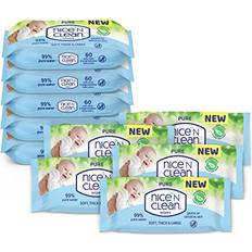 Plastic Accessories Nice n clean pure baby wipes soft thick & large 10 x 60 packs 99% water