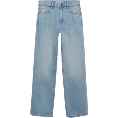 Mango Miami Medium Rise Straight Fit Jeans - Light Blue