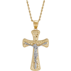 Macy's Nugget Crucifix Pendant Necklace - Gold/White Gold