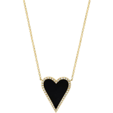 Effy Heart Halo Pendant Necklace - Gold/Onyx/Diamonds