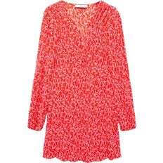 Mango Pom Floral Print Dress - Red