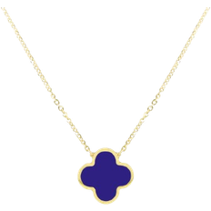 The Lovery Extra Large Single Clover Necklace - Gold/Lapis