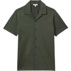 Reiss Mercerised Cuban Collar Shirt - Hunting Green