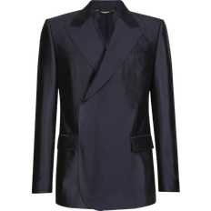 Dolce & Gabbana Double Breasted Shantung Sicilia Fit Jacket - Blue