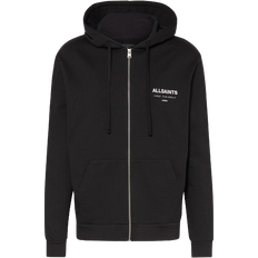 AllSaints Underground Zip Logo Hoodie - Jet Black