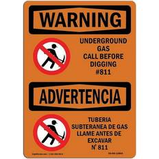 SignMission 12 18 OSHA Warning Underground Gas Call No.811 Bilingual