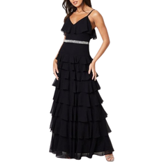 Coast Tiered Cami Chiffon Gown with Belt - Black