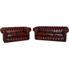 Chesterfield Suite Antique Oxblood Sofa 200cm 2pcs 3 Seater