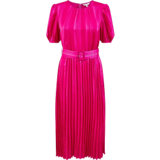 Yumi Matching Belt Midi Dress - Pink