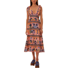 Farm Rio Seashell Tapestry Midi Dress - Pink