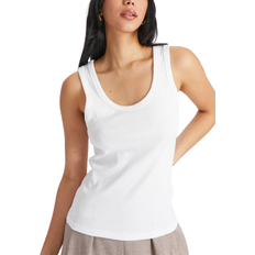 Tu Classic Ribbed Vest Top - White