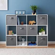 Wood Book Shelves Spot on Dealz 12 Cube Storage Unit Case Grey/White Book Shelf 118cm