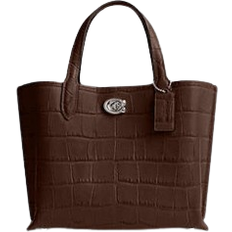 Coach Willow Tote Bag 24 - Embossed Crocodile/Silver/Maple