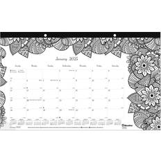 Blueline 2025 DoodlePlan Botanica 17.75" Monthly Pad White/Black