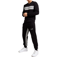 Emporio Armani EA7 Colour Block Crew Tracksuit - Black