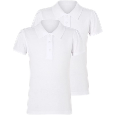 George Girl's Slim Fit Scallop School Polo Shirt 2-pack - White