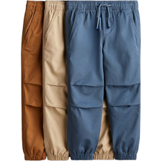 H&M Cotton Joggers 3-pack - Blue/Light Beige/Brown (1168049007)