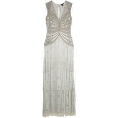 Karen Millen Embellished Beaded Woven Maxi Dress - Silver