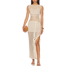 Retrofete Knit Crochet Dress - Metallic Ivory Bronze