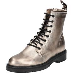 Gold Boots NeroGiardini Metallic Leather Slim Biker Boots, Gold