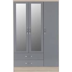 Zipcode Design Cascio Grey Gloss/Light Oak Effect Veneer Wardrobe 116x182.5cm