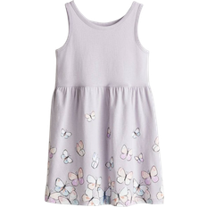 H&M Girl's Patterned Cotton Dress - Light Purple/Butterflies