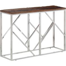 Stainless Steel Console Tables vidaXL 349997 Silver/Brown Console Table 30x110cm