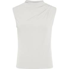 Pieces Madison Draped Sleeveless Top - Cloud Dancer