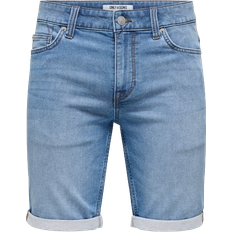 Only & Sons Onsply Mid Waist Slim Fit Shorts - Blue Denim