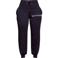 PrettyLittleThing Logo High Waisted Cuffed Sweatpant - Navy