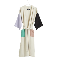 Beige - Men Sleepwear Hay Waffle Bathrobe - Off White/Multi