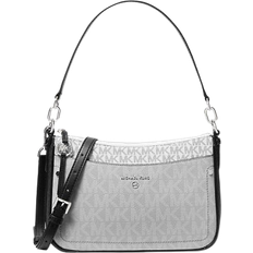 Michael Kors Jet Set Charm Logo Medium Top Zip Pochette Crossbody - Optic White/Black